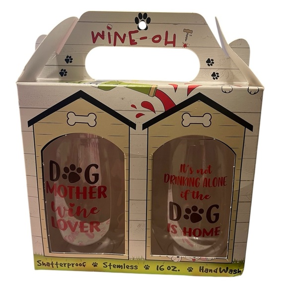 Wine-Oh Other - Wine-Oh Dog Lover Stemless Glass Set